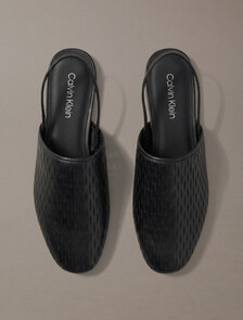 Leather Slingback Mules, Triple Black, hi-res