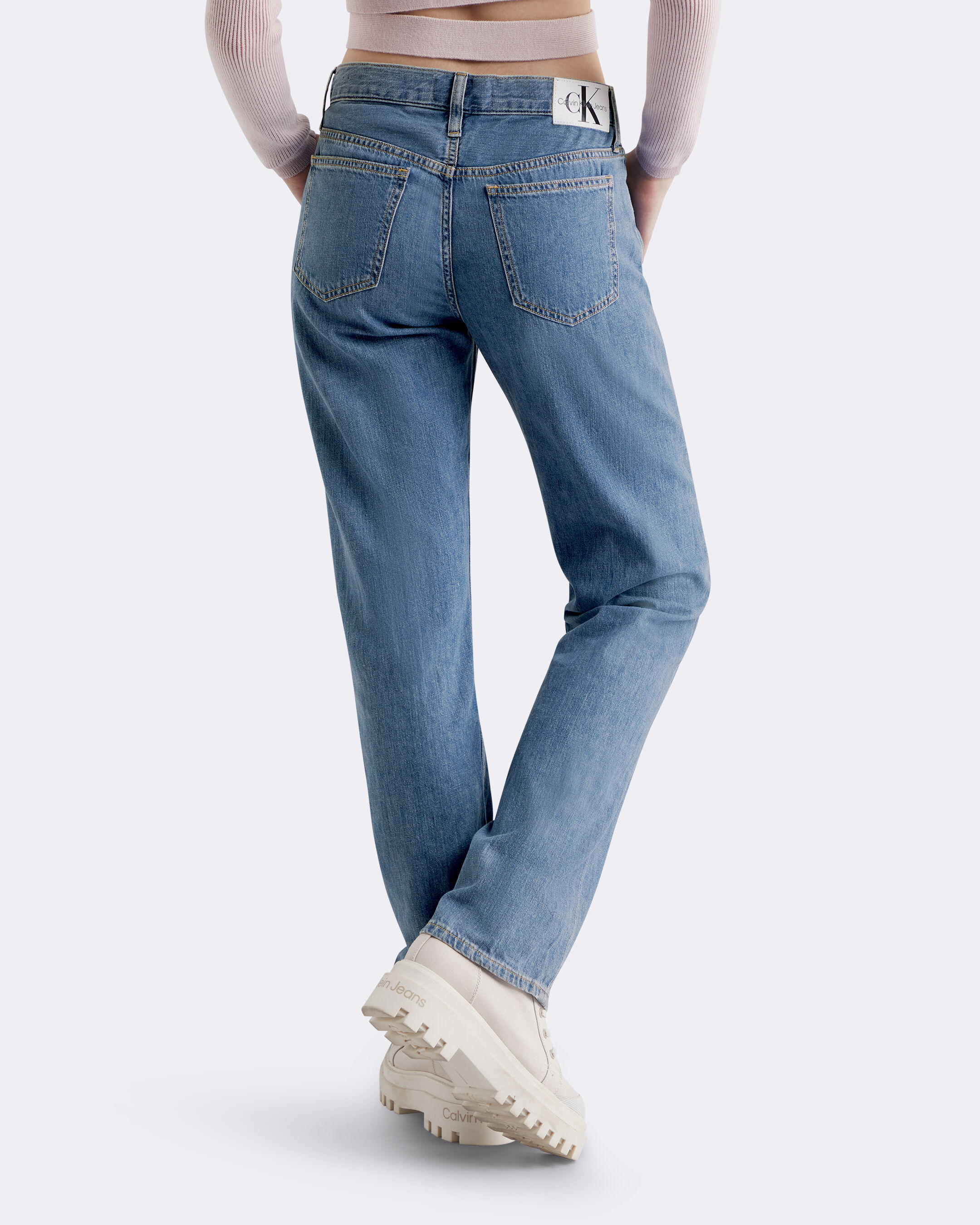 Linen Blend Low Rise Straight Jeans blue Calvin Klein Malaysia
