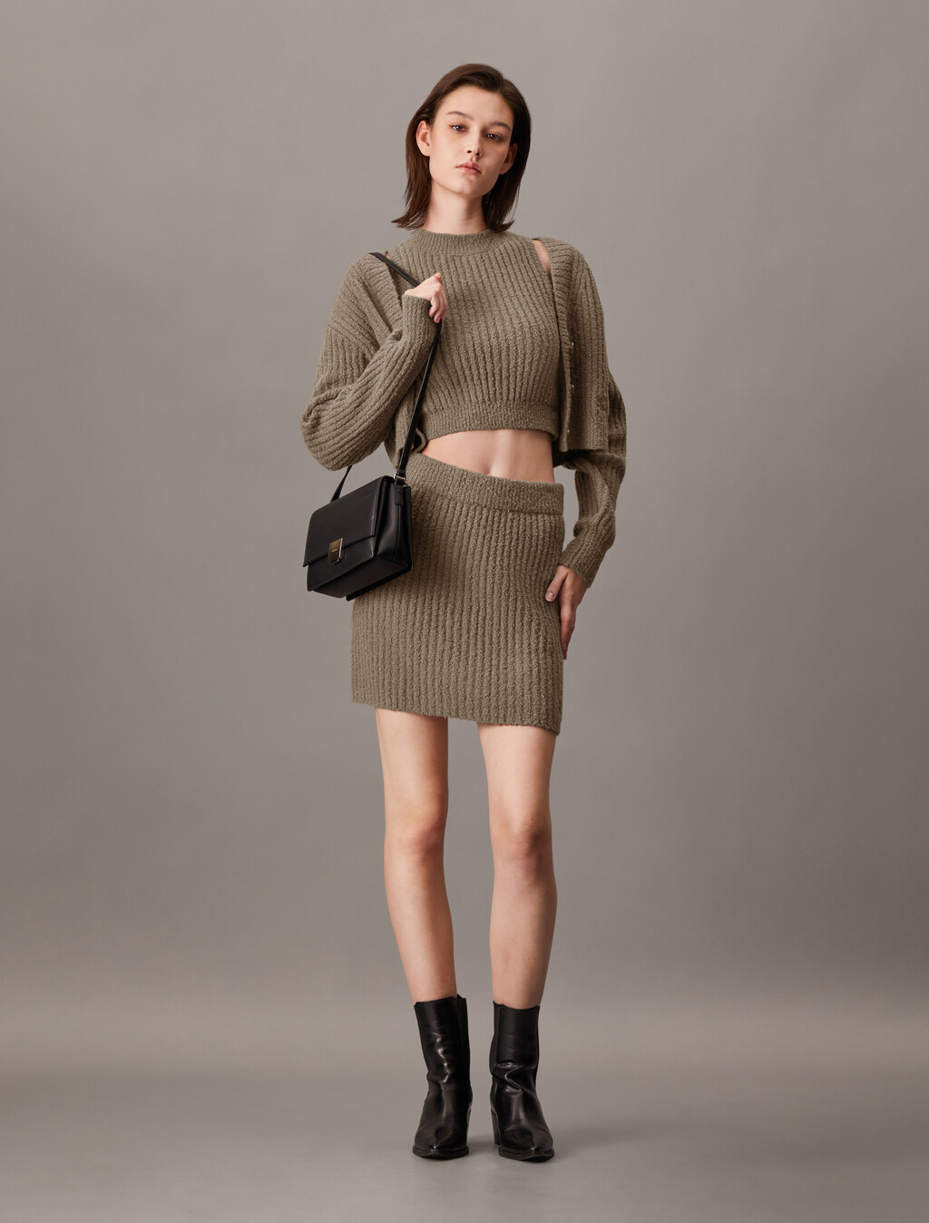 Chenille Relaxed Cardigan Set, Falcon, hi-res