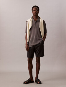 Sheer Polo Jumper, Gray Pinstripe, hi-res