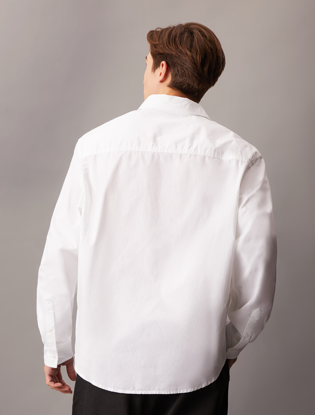 Relaxed Cotton Poplin Shirt, Bright White, hi-res