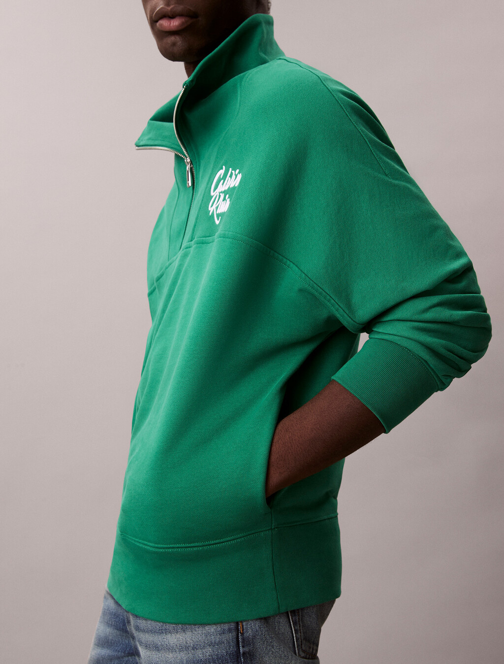 Premium Fleece Relaxed Quarter Zip Sweatshirt, Verdant Green, hi-res