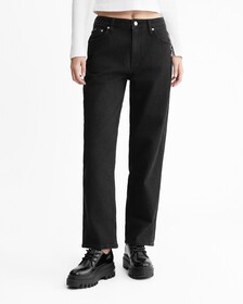 Sustainable 90S Straight Black Jeans, Denim Black, hi-res