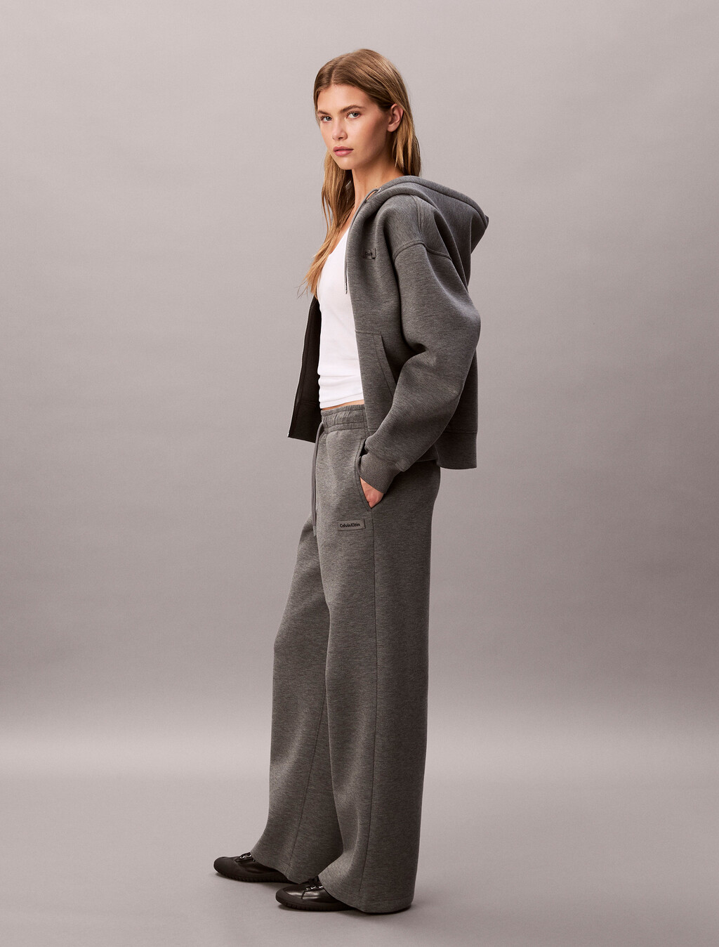 Scuba Jersey Wide Leg Joggers, Med Grey Heather, hi-res