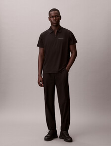 Zip Pique Sport Polo Shirt, Black, hi-res