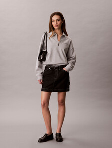 French Terry Relaxed Quarter Zip Sweatshirt, History Grey Heather, hi-res