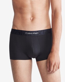 Embossed Icon Microfiber Low Rise Trunks, Black, hi-res