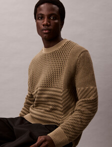 Wool Blend Patterned Crewneck Jumper, Smokey Olive, hi-res