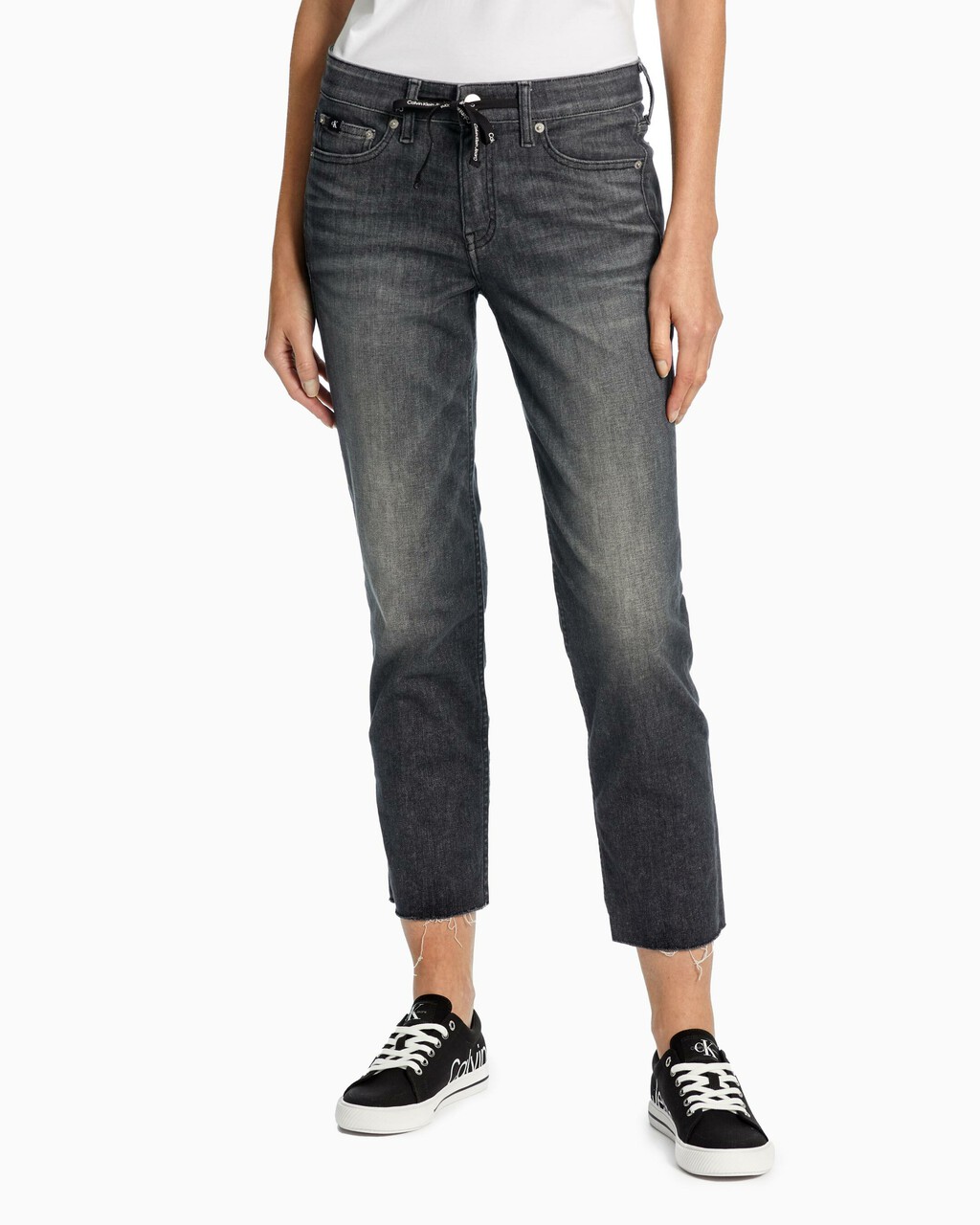 FOREVER STRETCH SLIM STRAIGHT JEANS, Spj Washed Black Dstr, hi-res