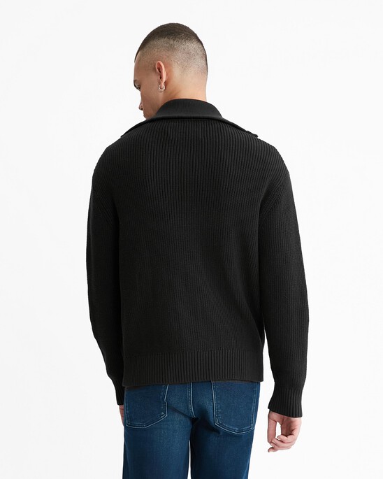 Rib Knit Zip Up Cardigan