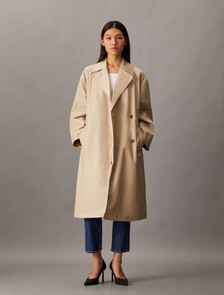 Organic Cotton Blend Trench Coat, White Pepper, hi-res