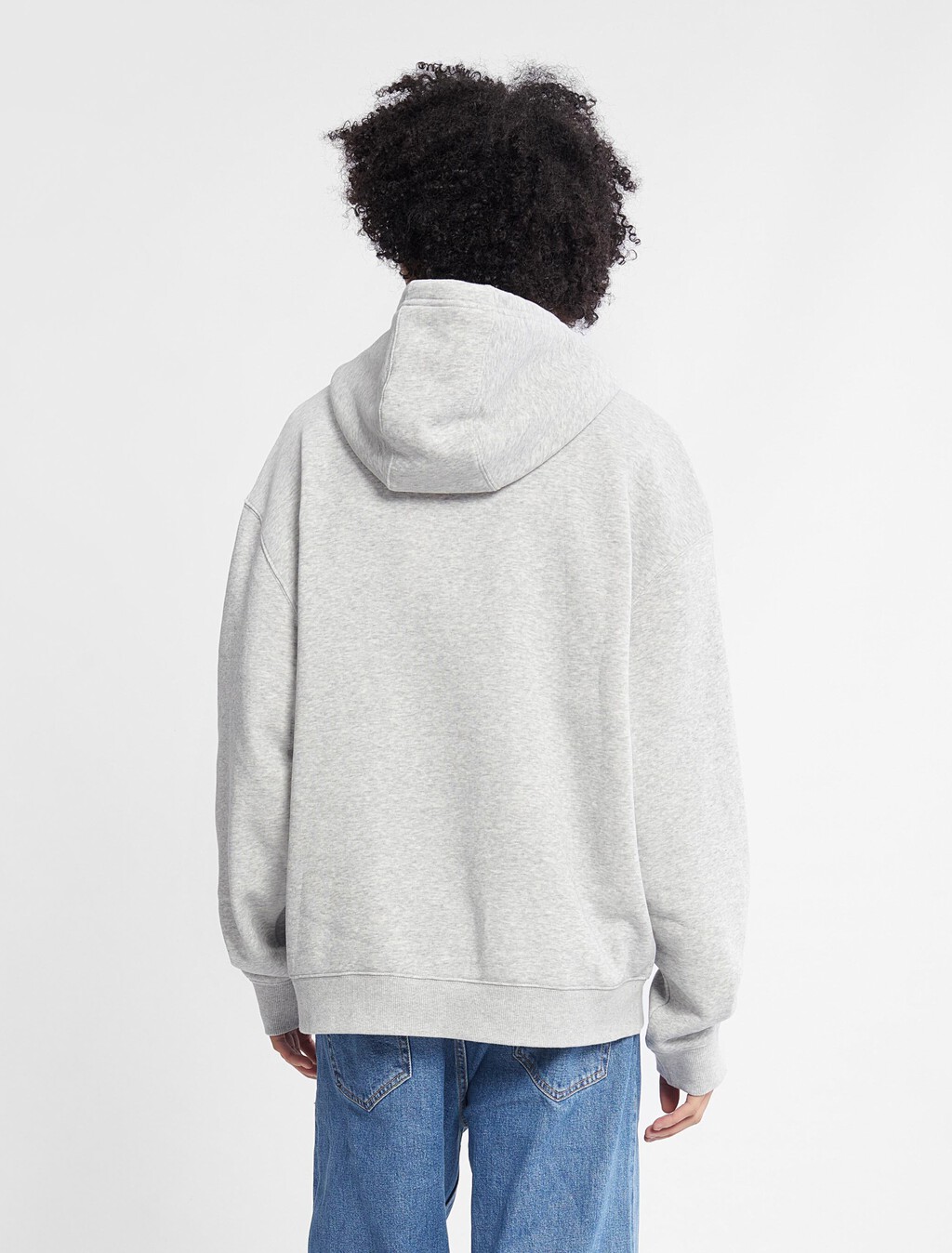 Curved Logo Relaxed Hoodie, Light Grey Heather, hi-res
