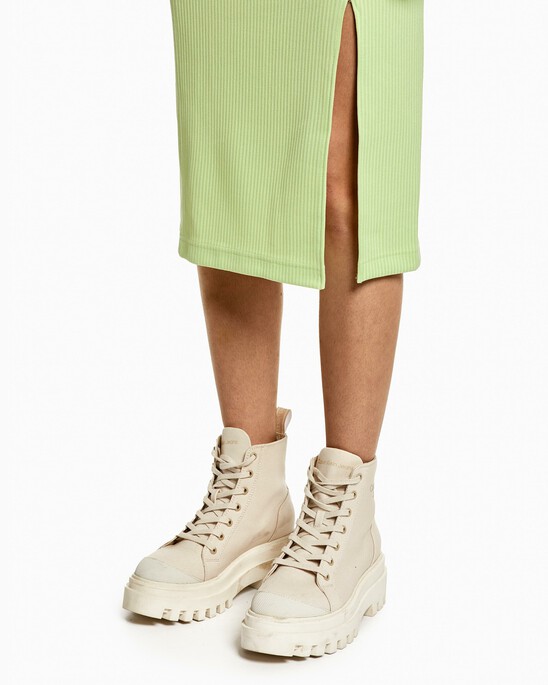 Front Slit Pencil Midi Skirt
