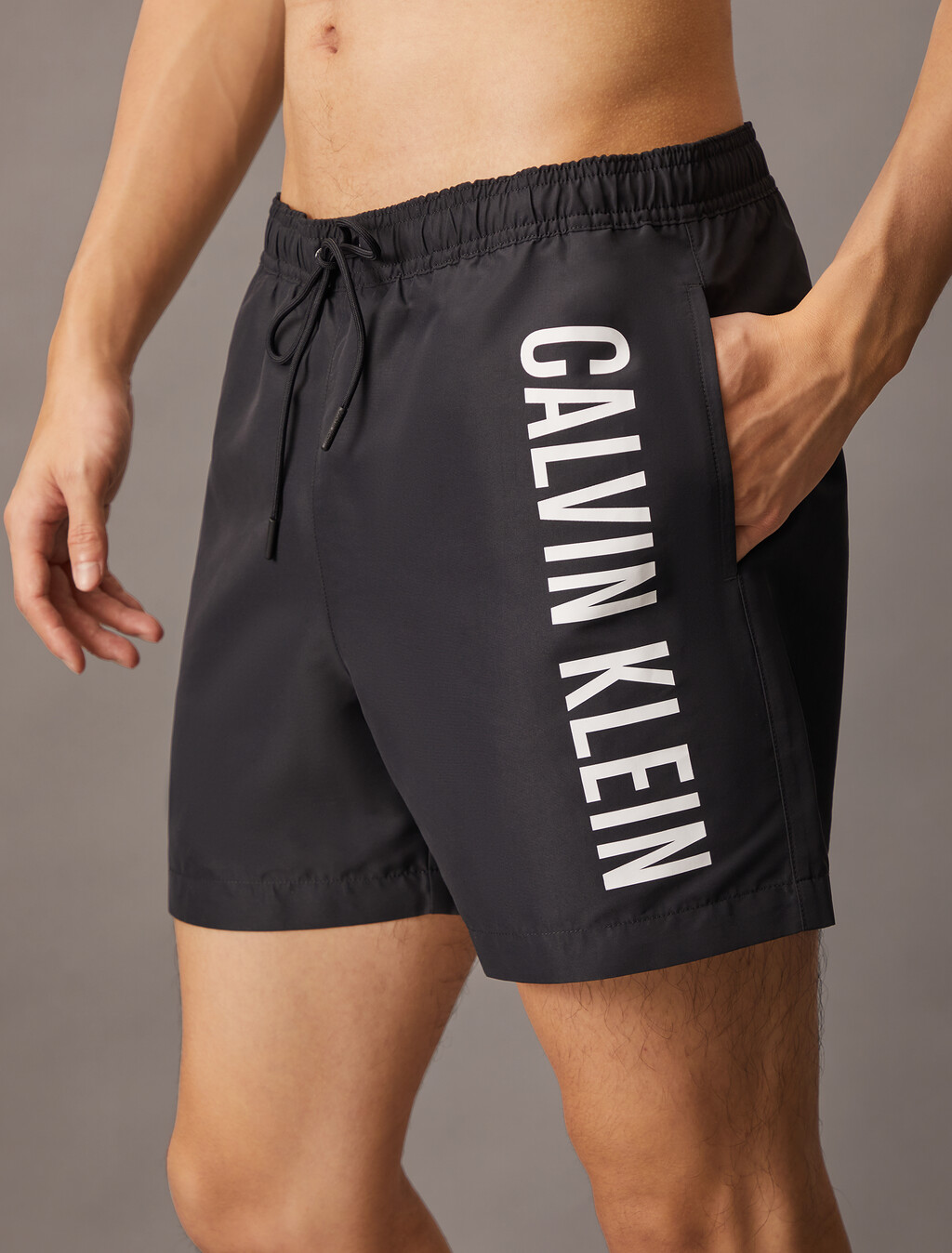 Medium Drawstring Swim Shorts - Intense Power, Pvh Black, hi-res