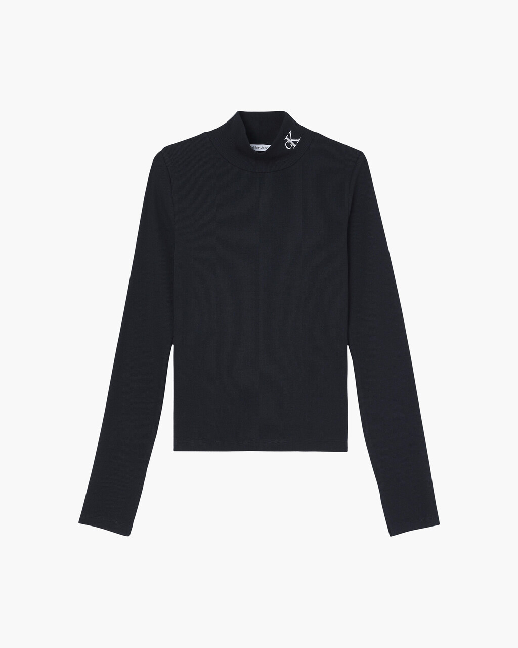 SLIM RIBBED MOCK NECK TOP, Ck Black, hi-res