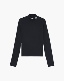 SLIM RIBBED MOCK NECK TOP, Ck Black, hi-res