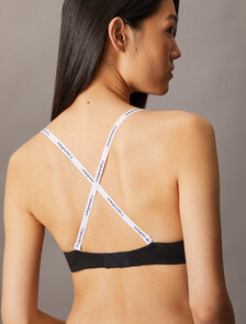 Cotton Modal Wirefree Push Up Plunge Bra, Black, hi-res