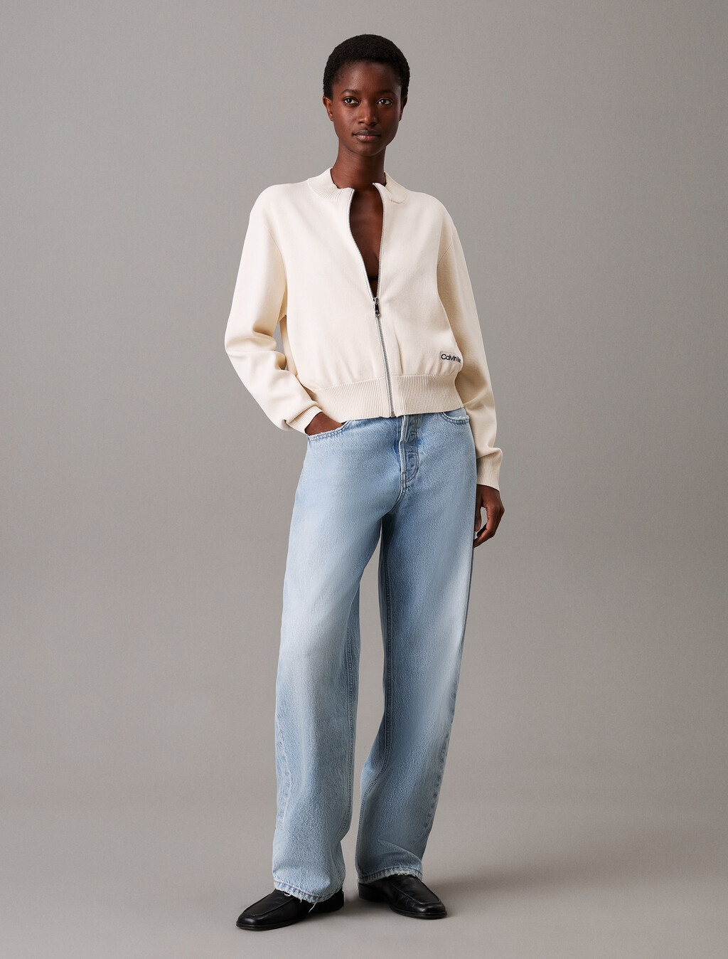 Milano Knit Bomber Jacket, Turtledove, hi-res