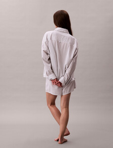 Cotton Poplin Logo Pyjama Shorts, 19471 TRAIL STRIPE+CLASSIC WHITE, hi-res