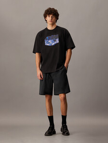 Textured Cotton Shorts, Ck Black, hi-res