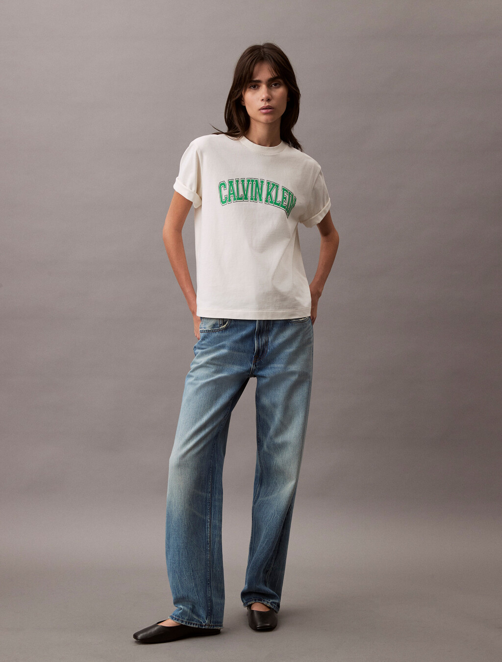 Standard Logo Boxy Varsity Tee, Tofu, hi-res