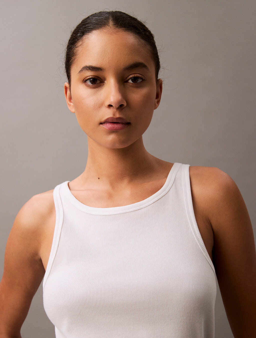 Cotton Stretch Sleep Tank Top, White, hi-res