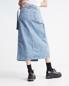 Wrapround Maxi Denim Skirt, Lgiht Blue Lg Belt, hi-res