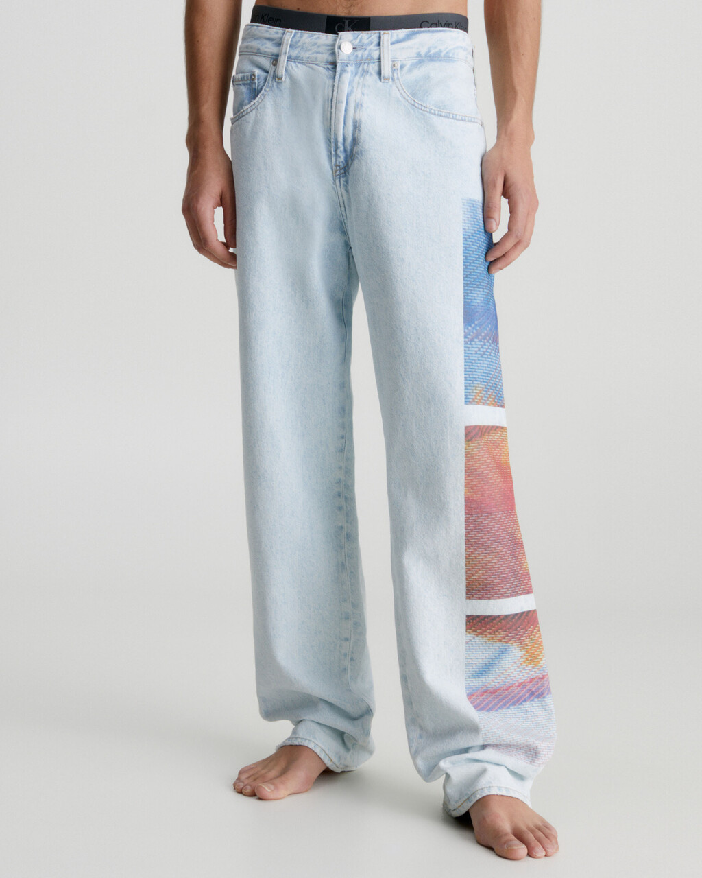 90'S Straight Printed Jeans, Denim Light, hi-res