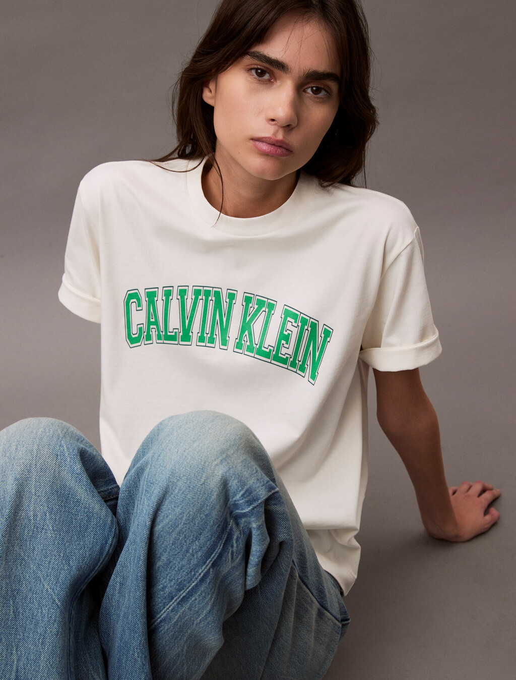 Standard Logo Boxy Varsity Tee, Tofu, hi-res