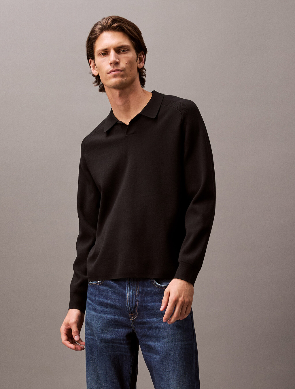 Tech Knit Sweater Polo Shirt, Black, hi-res
