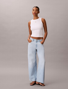 Cotton Linen Wide Leg Jeans, LT ANDERSON, hi-res