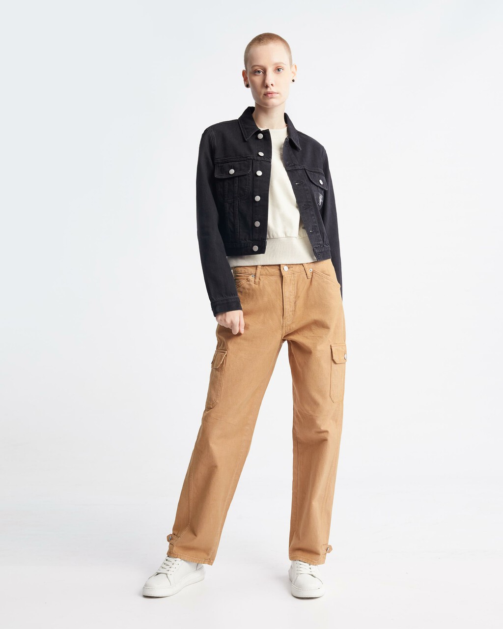 Feminine Seaming Cropped Top, Eggshell, hi-res