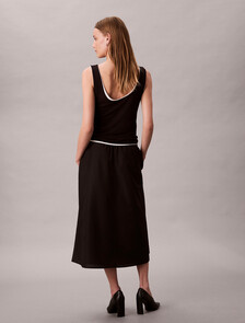 Soft Nylon Midi Skirt, Black, hi-res