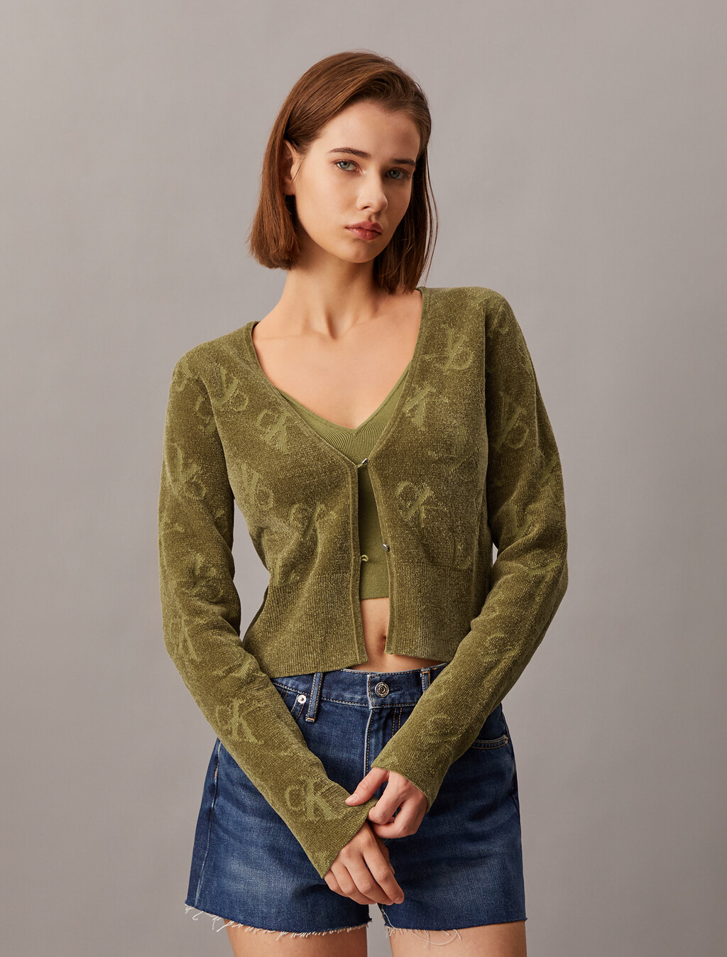 2 In 1 Cashmere Cardigan, Gothic Olive, hi-res