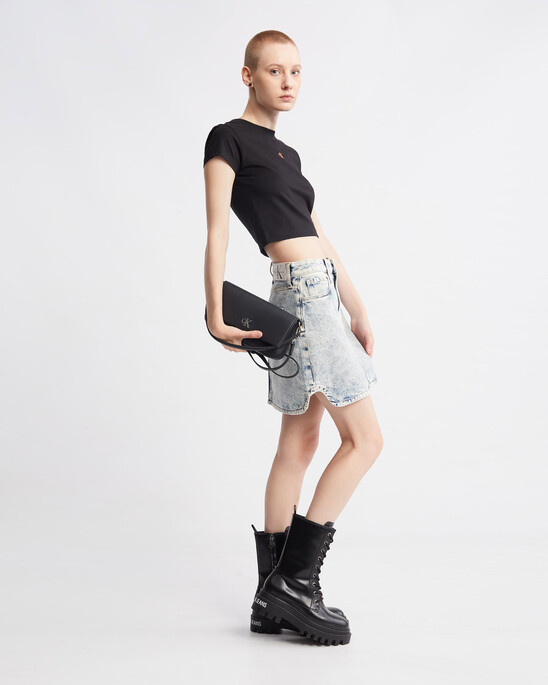 Recycled Cotton A Line Mini Denim Skirt