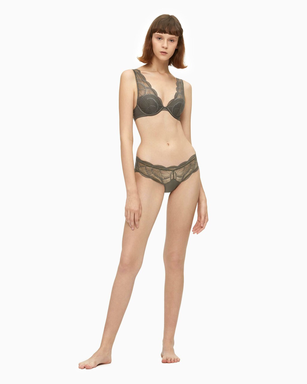 CK Black Spiral Lightly Lined Plunge Bra, PLATINUM GREY, hi-res