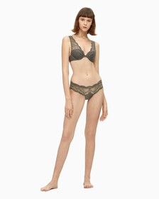 CK Black Spiral Lightly Lined Plunge Bra, PLATINUM GREY, hi-res