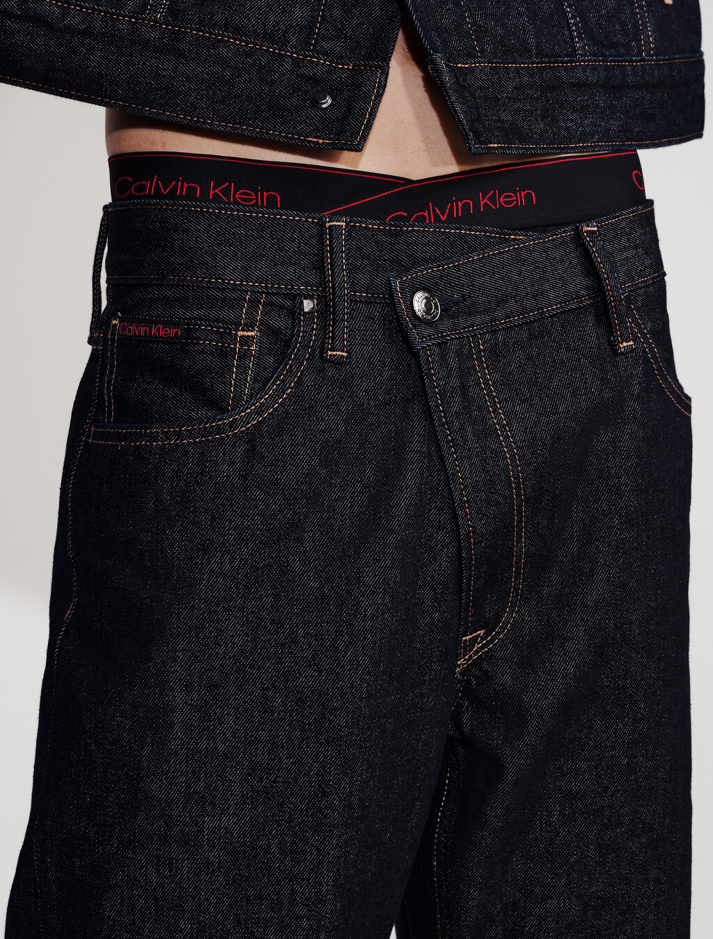 90s Straight Asymmetric Jeans, Rinse Denim, hi-res