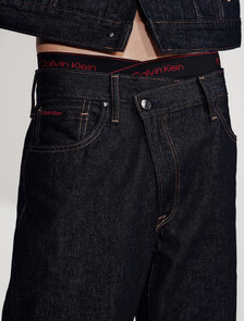 90s Straight Asymmetric Jeans, Rinse Denim, hi-res
