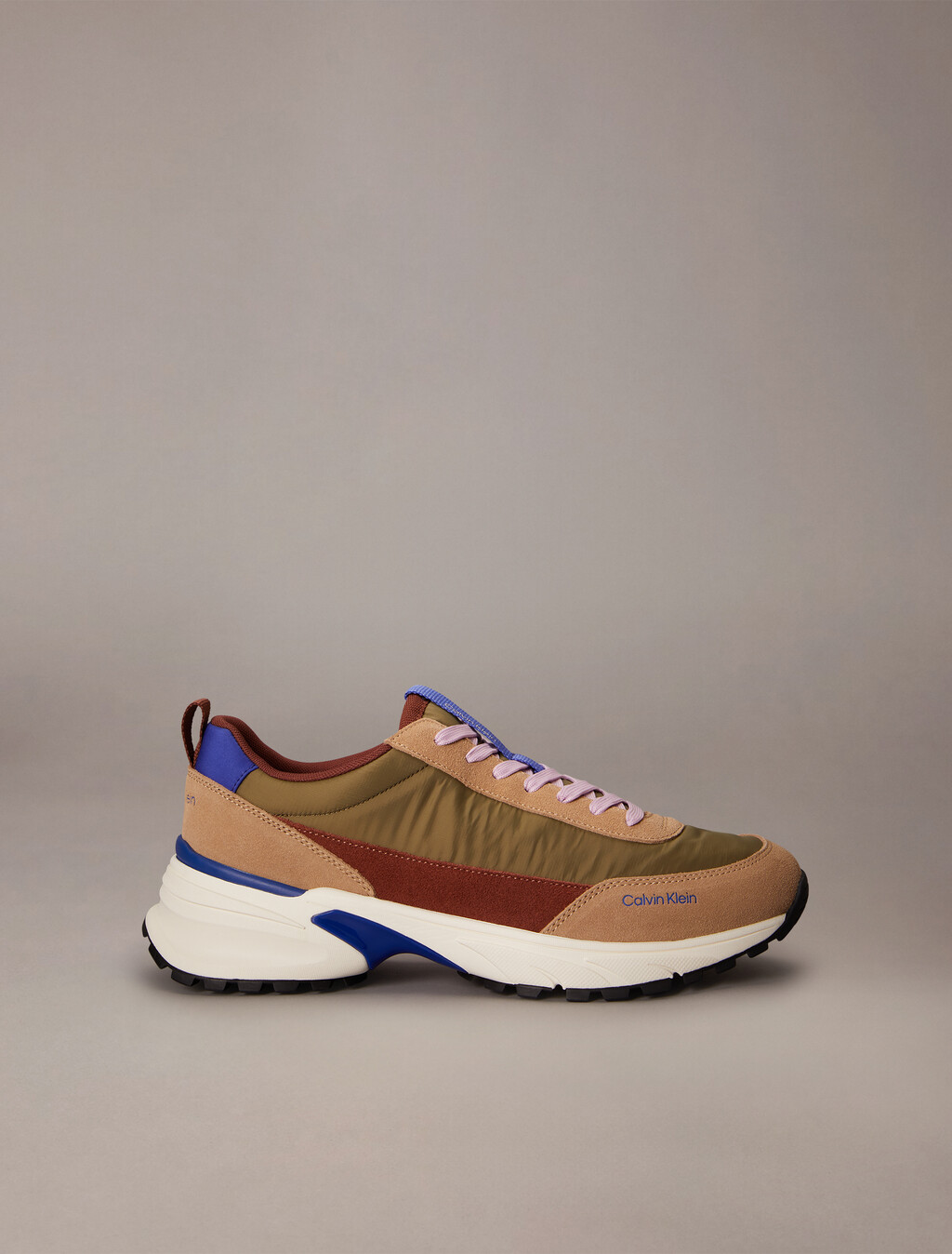 Suede and Nylon Runner Trainers, Cumin/Burnt Out/Khaki/Purple Blue, hi-res