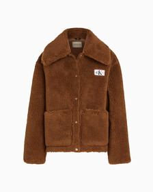 Relaxed Bonded Sherpa Jacket, Fudge Brown, hi-res