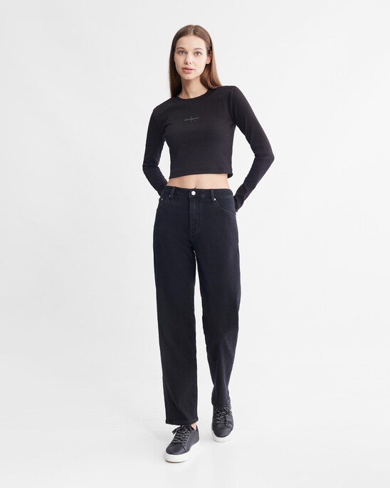 Luxe Lined 90S Straight Black Jeans