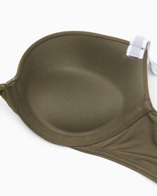 Tailored Logo Push Up Plunge Bra, Olive, hi-res