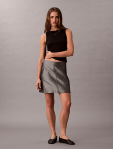 Cotton Stretch Rib Tank Top, Black, hi-res