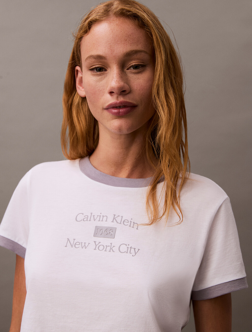 Cropped Logo Ringer T-shirt, Brilliant White_Lilac Gray, hi-res