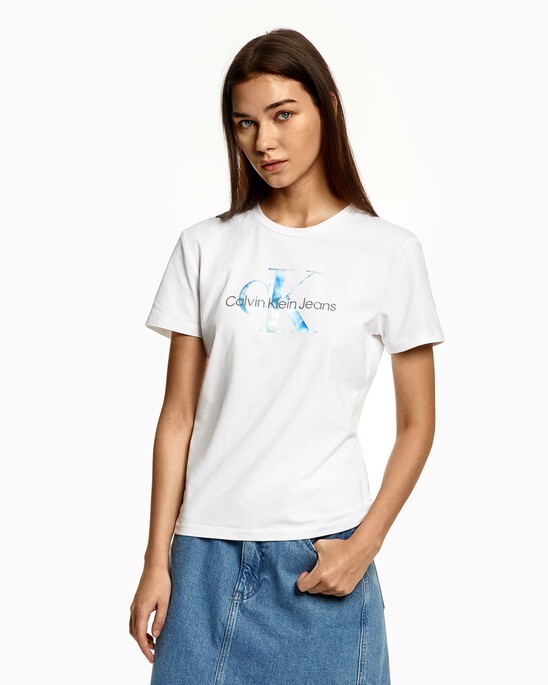 AQUA MONOGRAM PRINT TEE