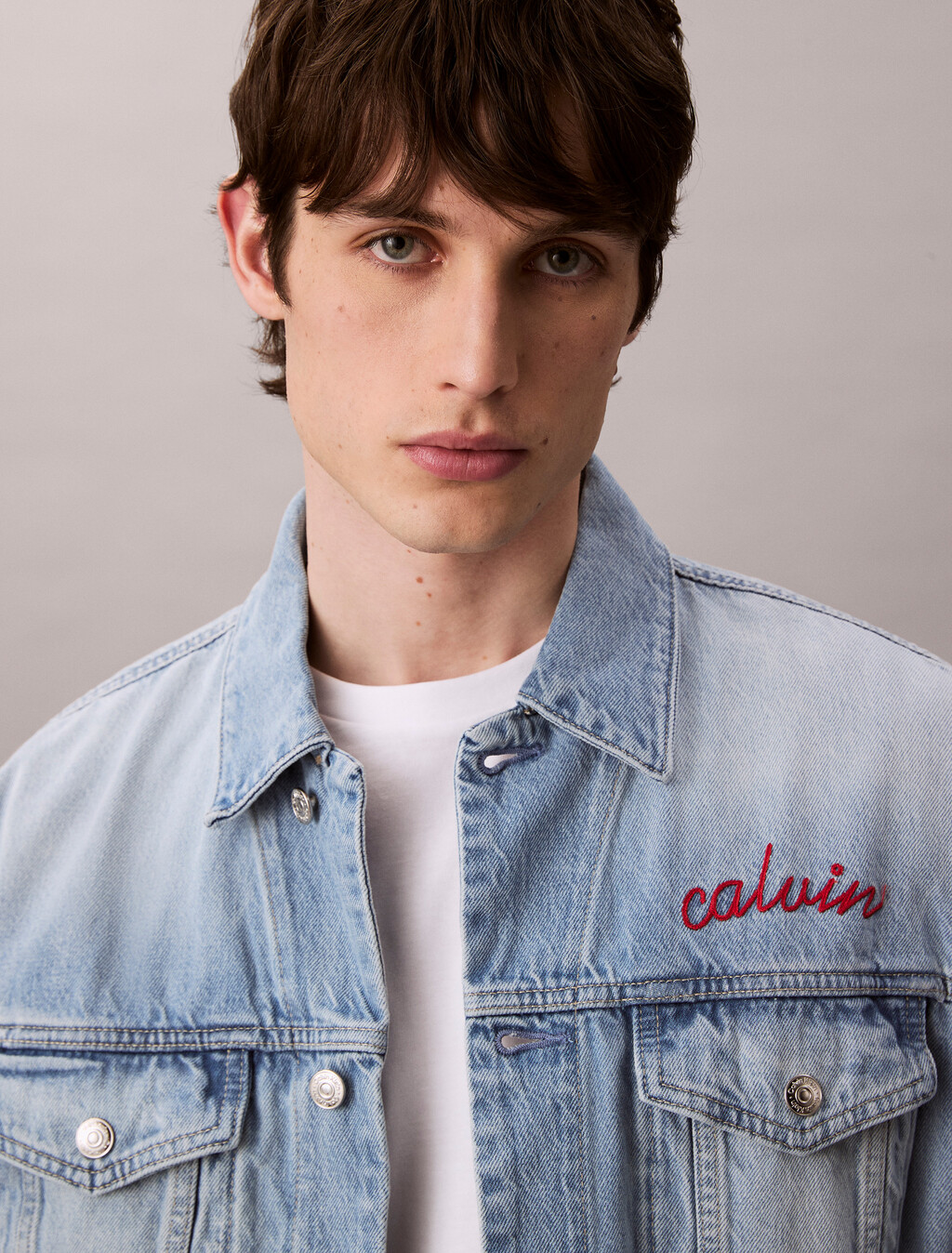 Chain Stitch Logo 90's Denim Jacket, REFLECTION BLUE, hi-res