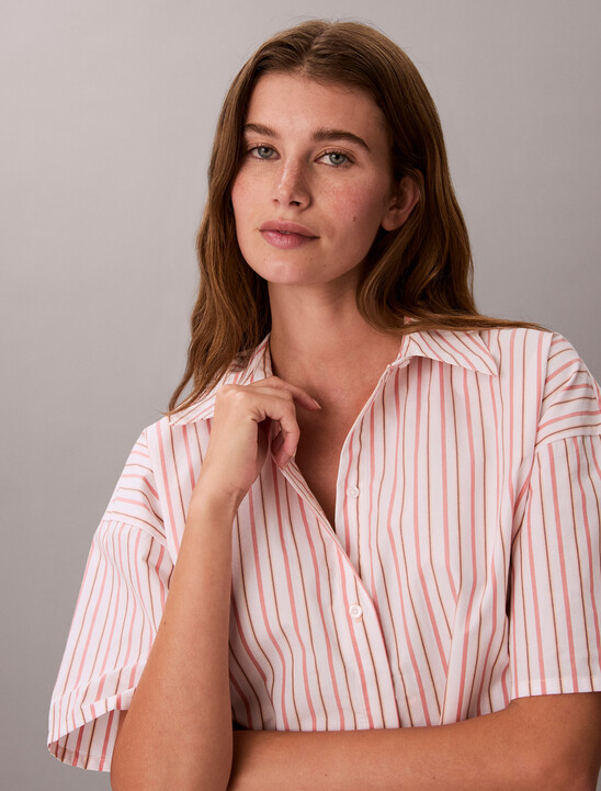 Cotton Poplin Pyjama Button-Down Shirt