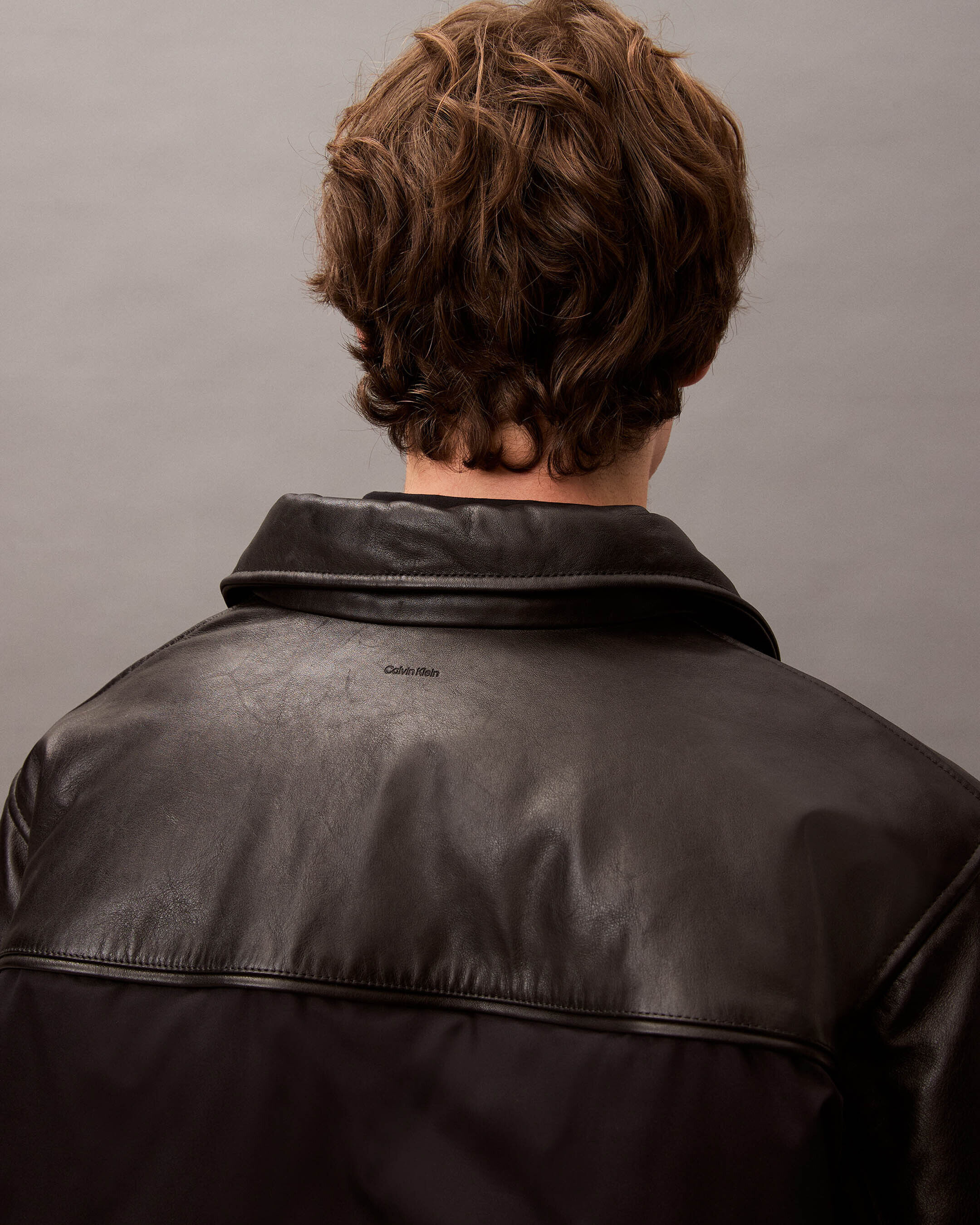 Calvin klein leather bomber jacket top