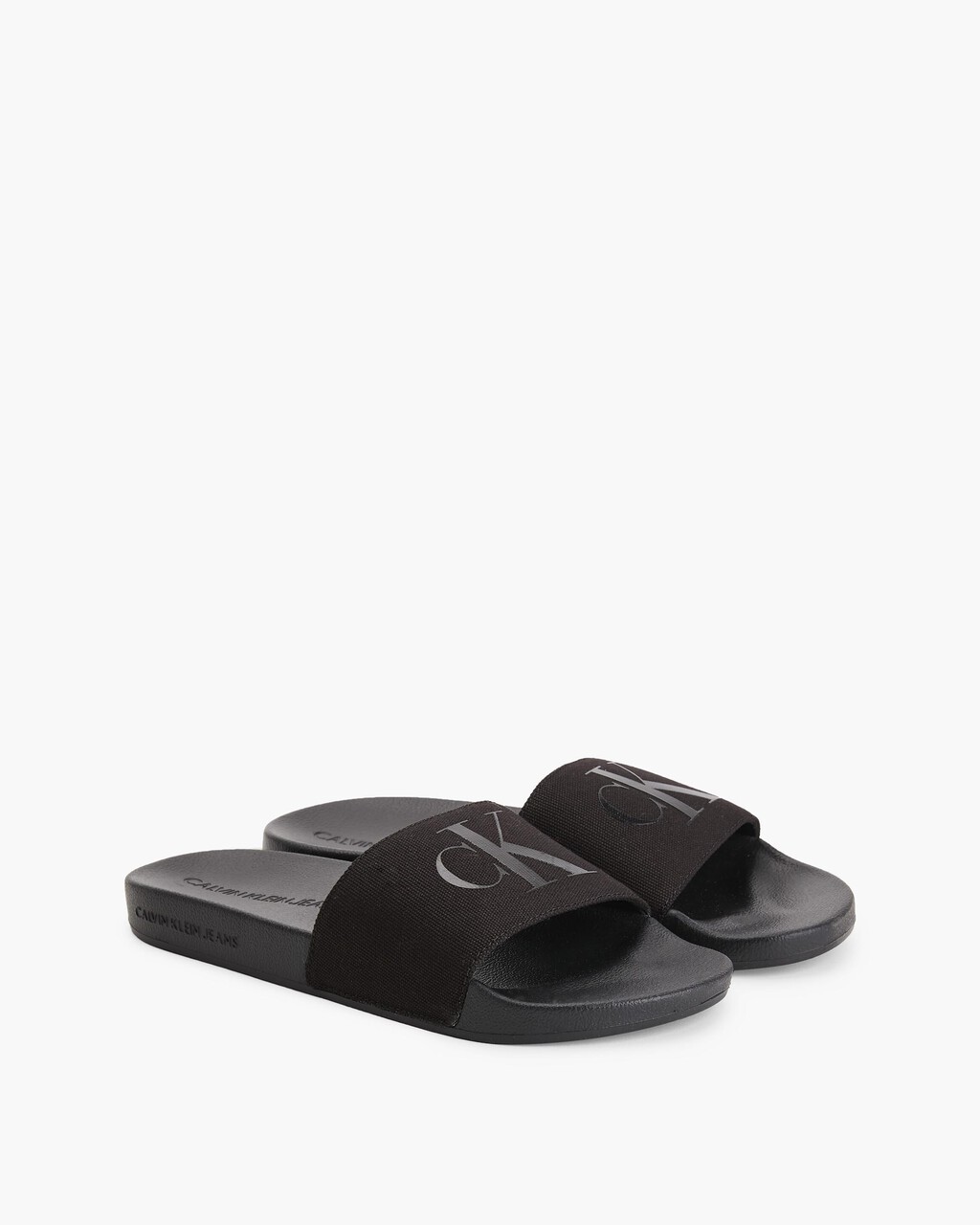 MONOGRAM COTTON SLIDES, Black, hi-res